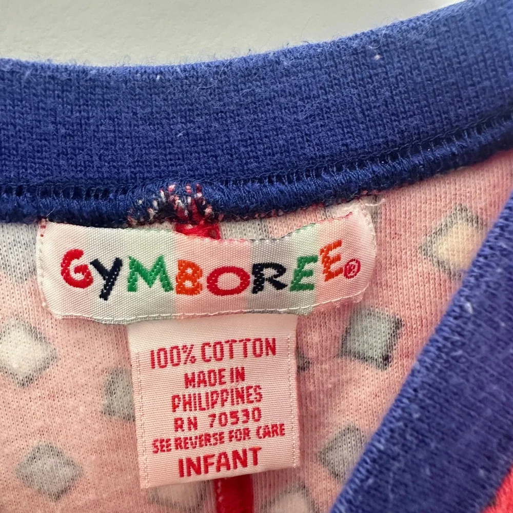 Gymboree Romper Infant Red Geometric Print Vintage Colorblock 90s Red Blue